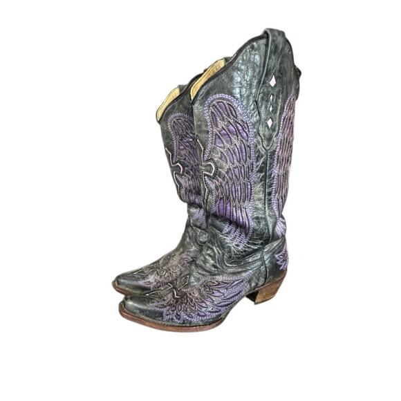 Corral Boots A1969 Women’s 9 M Inlaid Purple Cross & Wings Western Cowboy Y2K - Picture 10 of 10